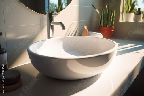 Bathroom sink  modern interior design  Created using generative AI tools