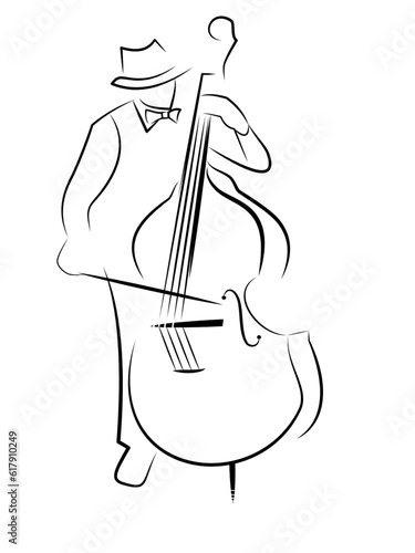 musician with cello on the white