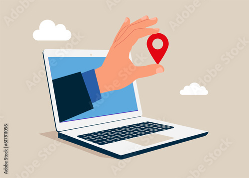 Global business expansion, open company branches, franchise in new location to cover all continent. Vector illustration