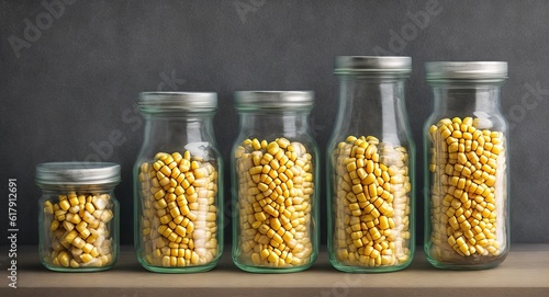 corn in a transparent jar. ai generation