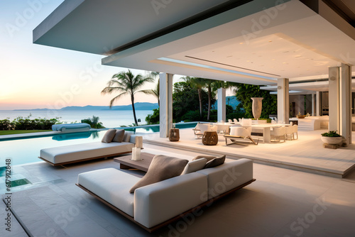 modern living room with pool and ocean view © Jezper