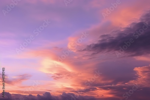 clouds of purple and yellow on an image of the sunset. AI Generated