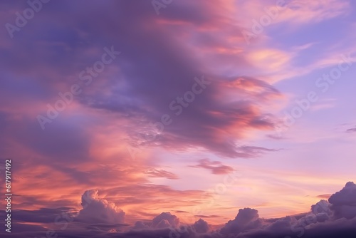 clouds of purple and yellow on an image of the sunset. AI Generated