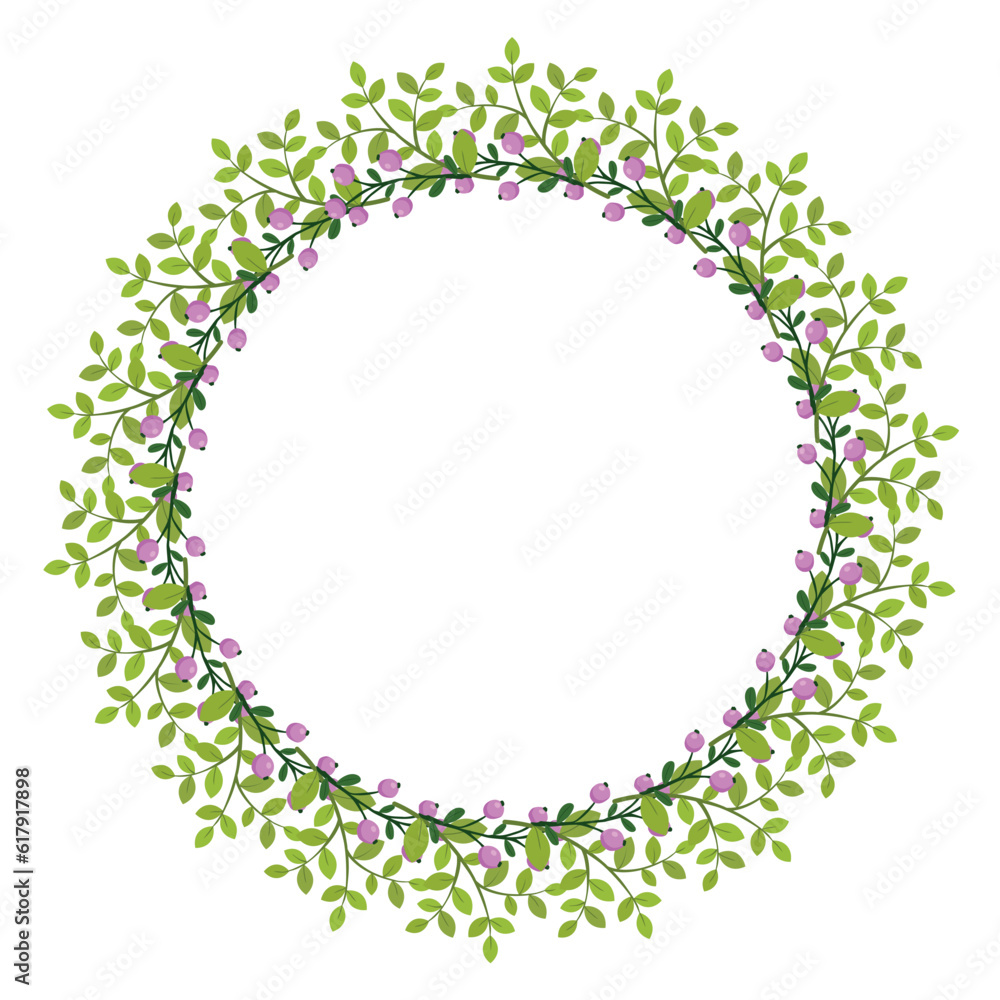 Cute hand drawn round frame with floral elements Cute hand drawn round frame with floral elements