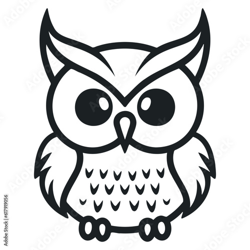 cartoon owl outline design with editable lines on a white background - vector.