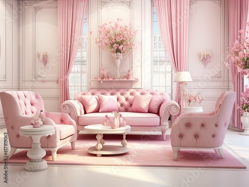 Classical pink living room.