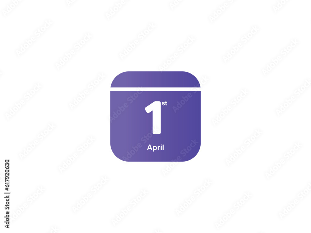 1st April calendar date month icon with gradient color, flat design style vector illustration 1st April calendar date month icon with gradient color, flat design style vector illustration