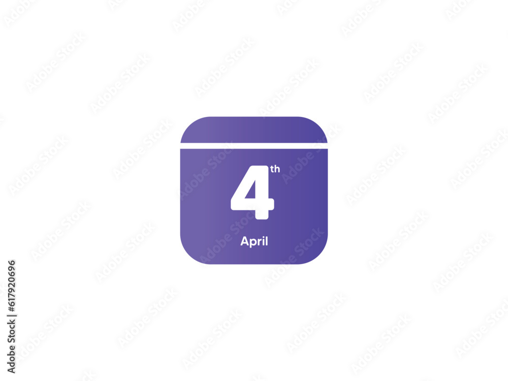 4th April calendar date month icon with gradient color, flat design style vector illustration 4th April calendar date month icon with gradient color, flat design style vector illustration
