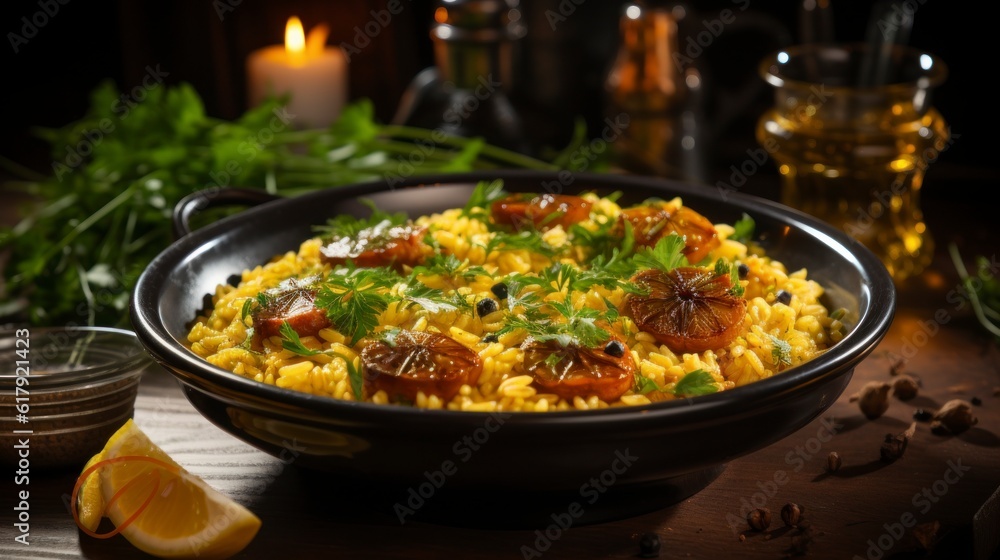 Traditional Turkish Pilav in a bowl, close-up. Created with generative AI. Traditional Turkish Pilav in a bowl, close-up. Created with generative AI.