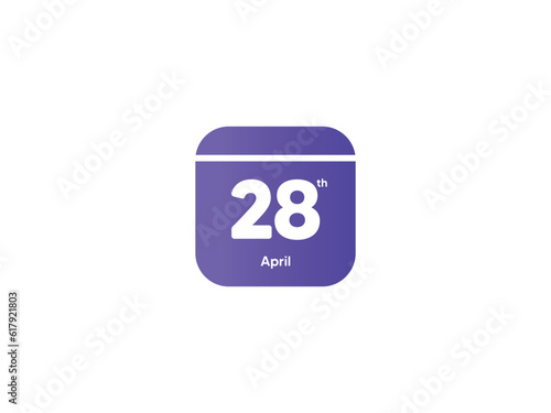28th April calendar date month icon with gradient color, flat design style vector illustration
