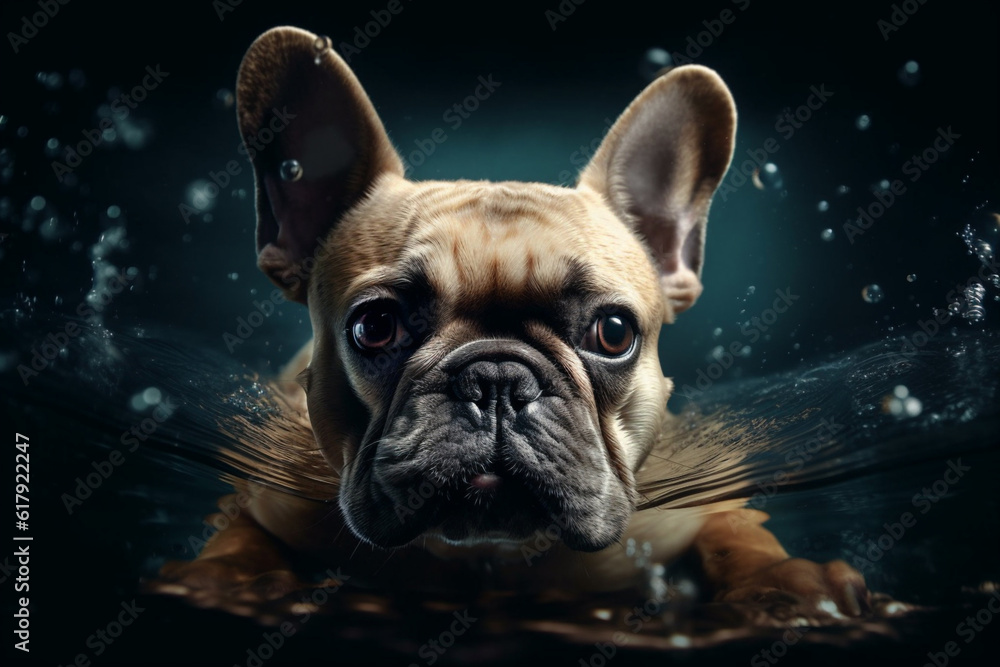 french bulldog underwater ai generation High quality photo