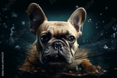 french bulldog underwater ai generation High quality photo