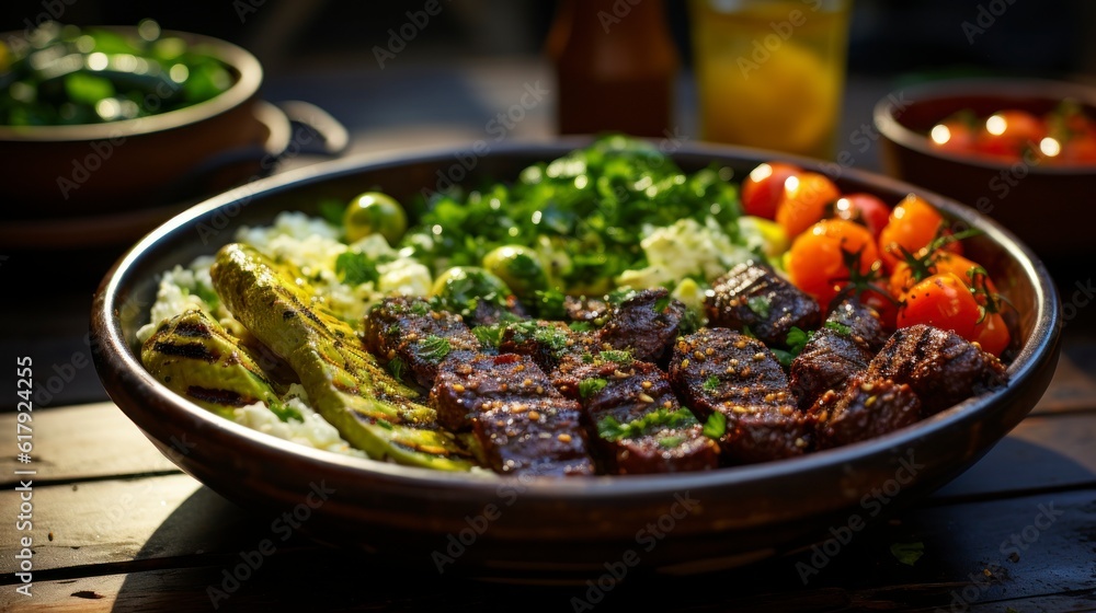Traditional Turkish Meze in a bowl, close-up. Created with generative AI. Traditional Turkish Meze in a bowl, close-up. Created with generative AI.
