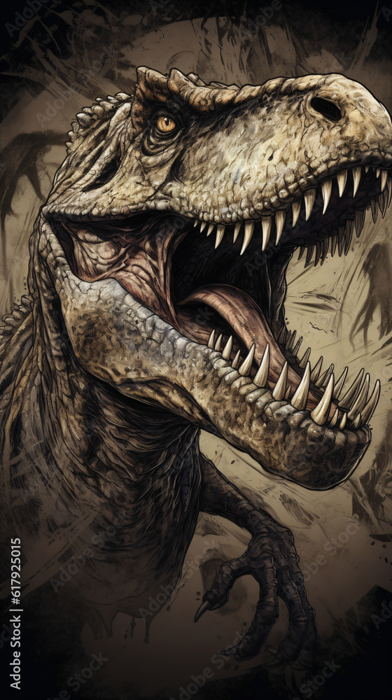 A cartoon of a t-rex dinosaur with its mouth open Generative Ai A cartoon of a t-rex dinosaur with its mouth open Generative Ai