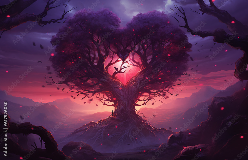 heart of forest, in the style of animated illustrations, ominous vibe lovecore. Generative AI