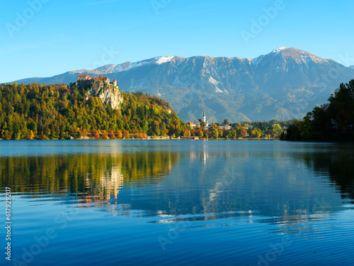Autumn colours at Bled Lake  Slovenja  Europe