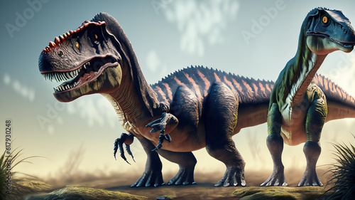 A ai portrait of dinosaur family