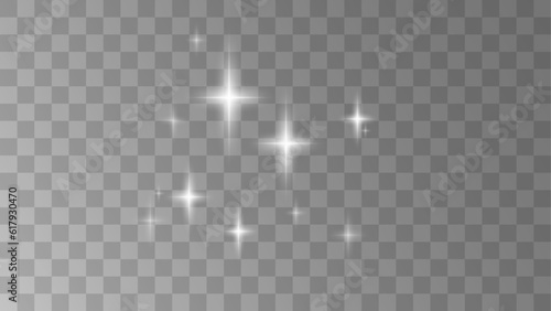 Realistic white star dust light effect isolated on transparent. Stock royalty free vector illustration