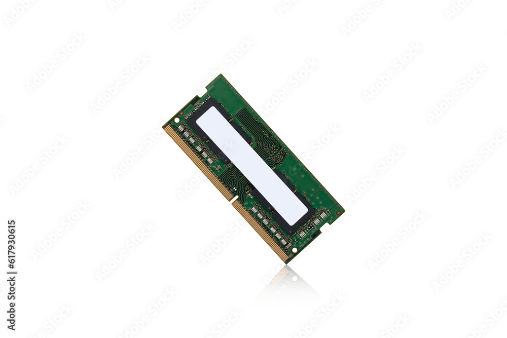 RAM for a notebook on a white background. random access memory closeup isolated on white background. RAM for a notebook on a white background. random access memory closeup isolated on white background.