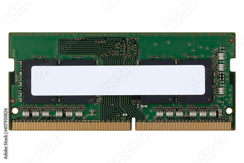 RAM for a notebook on a white background. random access memory closeup isolated on white background. photo