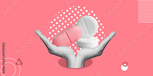 Obraz na plátně Pharmacology, hormone therapy, medicines and other dietary supplements for pregnant women
