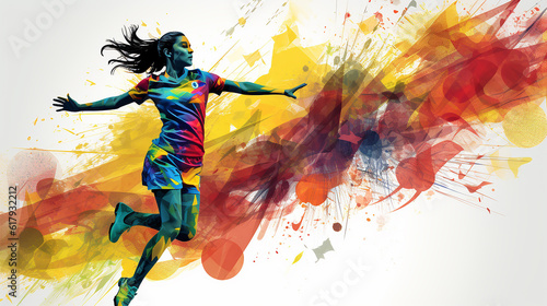 Fototapeta jogadora de futebol feminina criativa. Conceito para a Copa do Mundo 