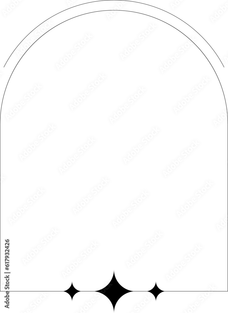 Obraz premium Linear Boho Aesthetic Arch Frame With Stars