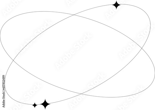 Linear Boho Aesthetic Crossed Ellipses With Stars