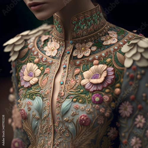 a wearing a vintage embroidered dress couture runaway elegant clear eyes clear face delectable alluring cinematic color grading depth of field hyperdetailed beautiful colorcoded insane details 