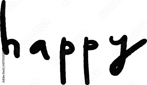 Word Happy. Hand Drawn Lettering