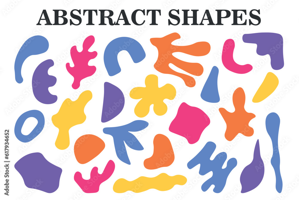 hand draw abstract shapes. set of colorful abstract shapes elements. hand prints