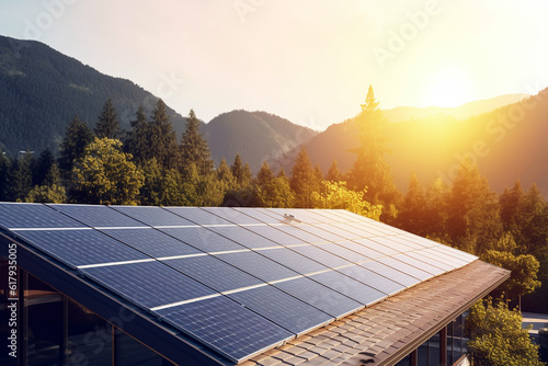 solar panels on top of a house