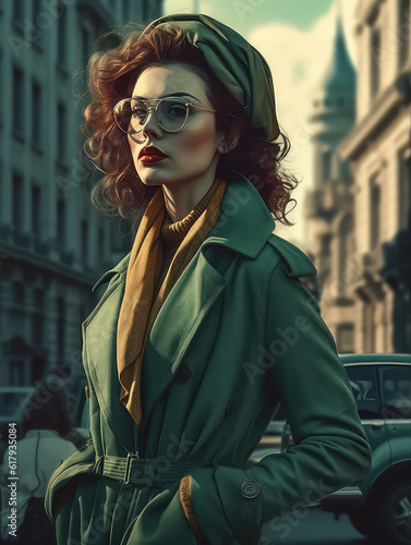 fashionable woman standing in the city