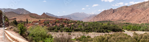 Picturesque village Douar Ouddift at the Tizi n'Test pass in the Atlas mountains photo