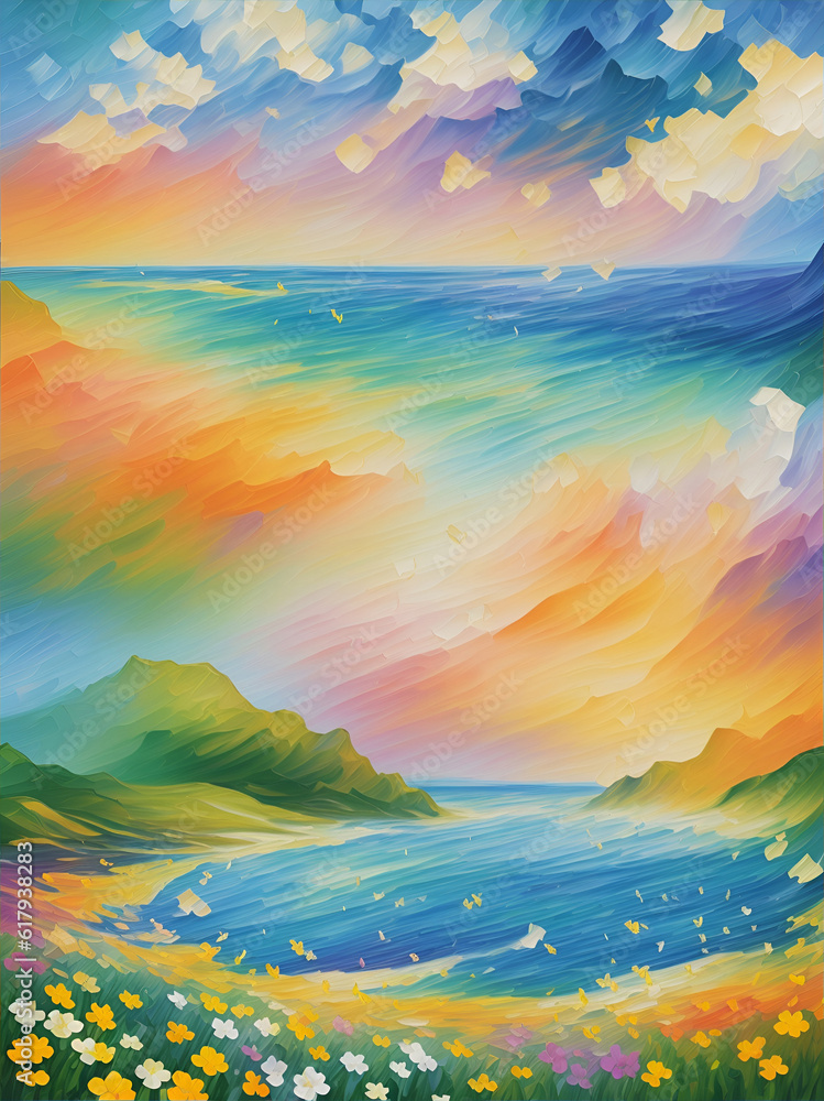 spring flowers meadow landscape. AI generated illustration spring flowers meadow landscape. AI generated illustration