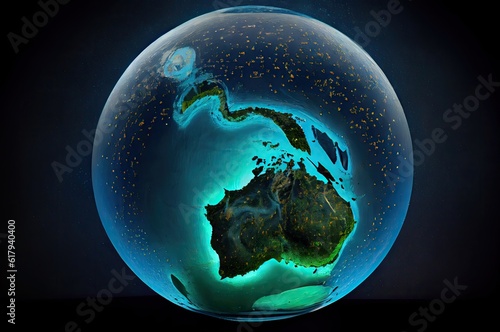 Bioluminescent Globe Sustainable Concept Backdrop Generative AI photo