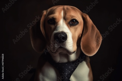 Anthropomorphic dog of the Beagle breed dressed in a suit like a businessman. Business Concept. AI generated © top images