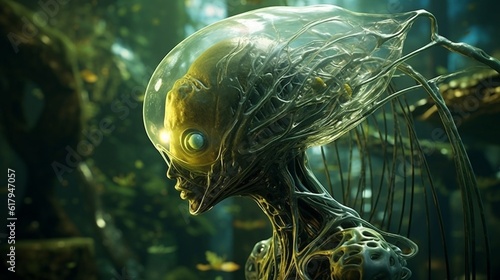 Obraz na płótnie Aquatic alien thrives in mesmerizing underwater world.