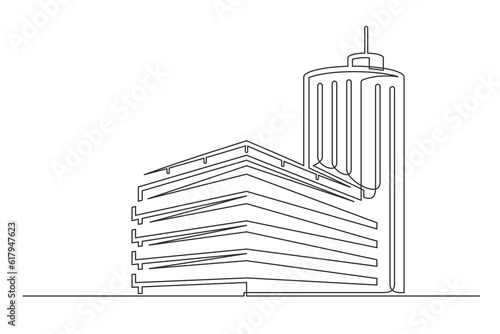 Continuous one line building. Vintage building isolated on a white background. Business concept. Vector illustration