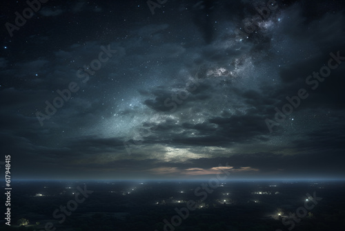 Night sky with stars and clouds. The texture of a dark sky with stars and galaxies.