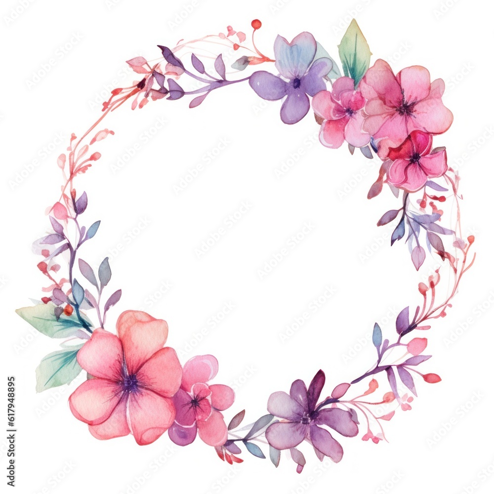 Floral watercolor frame. Illustration Generative AI.