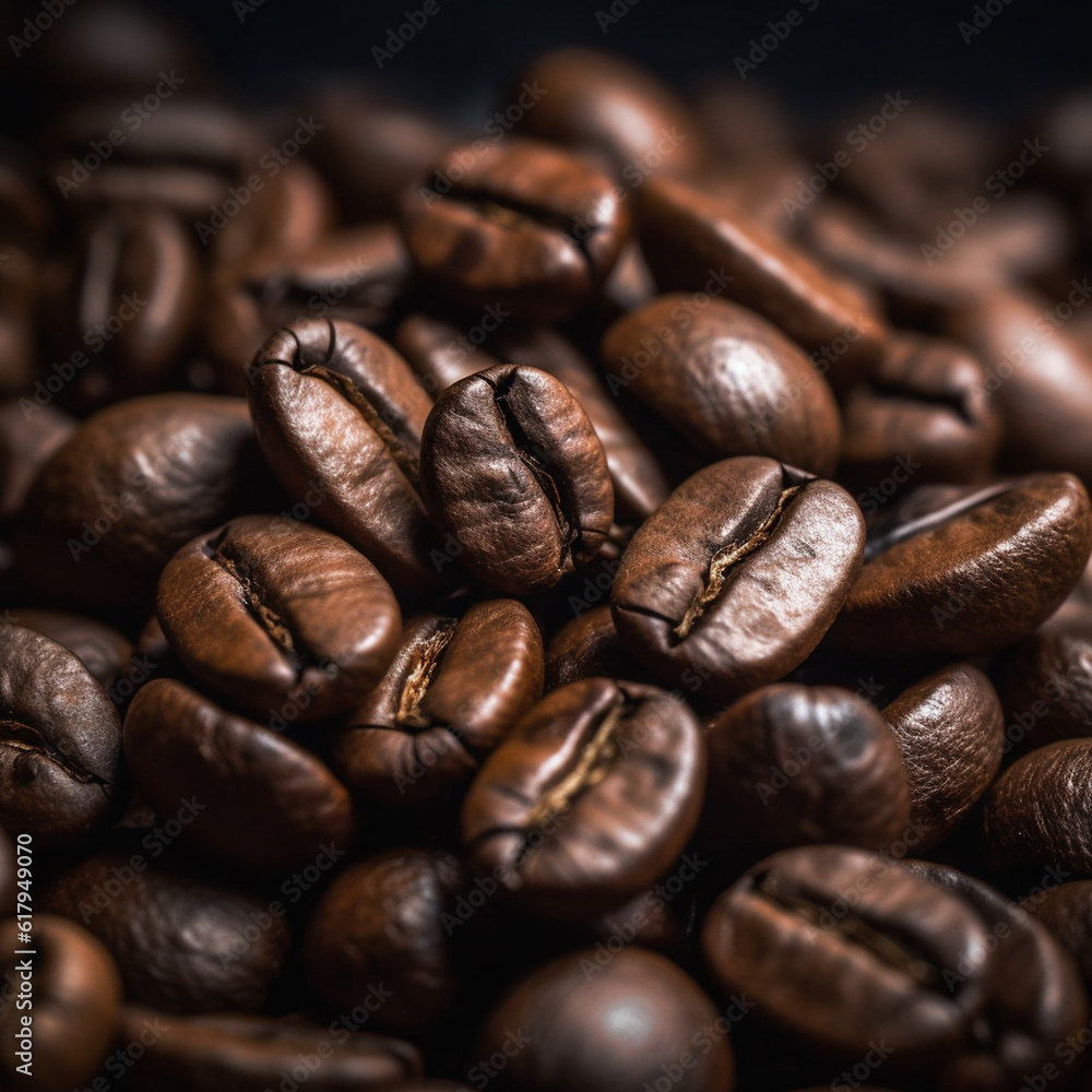 Naklejka premium Coffee beans background created with Generative AI technology