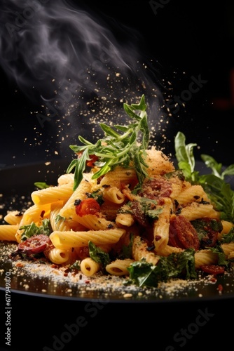 Rustic Italian Pasta. Illustration AI Generative.