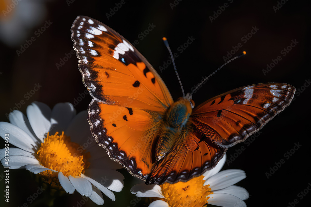 macro shot of butterfly on a flower 