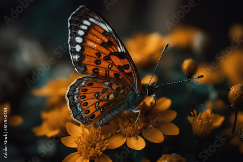 macro shot of butterfly on a flower 
