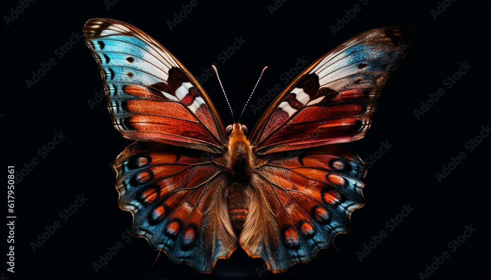 Fototapeta premium Vibrant Morpho Butterfly Flying with Fragile Beauty in Nature generated by AI