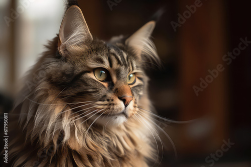 Regal Whiskers: A Charming Photo of a Maine Coon Cat photo