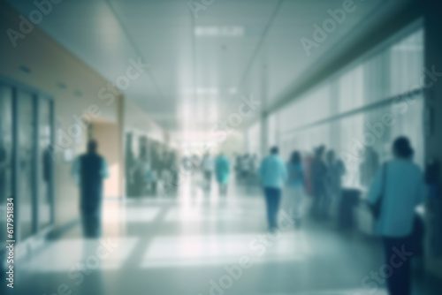 Blurred hospital interior medical background AI generated © Paula