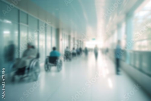 Blurred hospital interior medical background AI generated