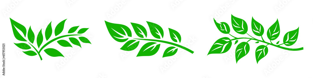 Leaf icons set ecology nature element, green leafs, environment and nature eco sign.